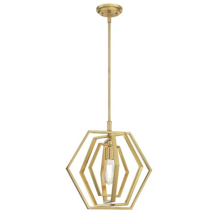 WESTINGHOUSE Pendant 60W Holly 15.75In Champagne Brass Hexagon Ring Shade 6369700